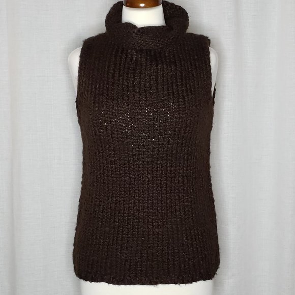 Express Sweaters - Express Chocolate Turtleneck Sleeveless Sweater